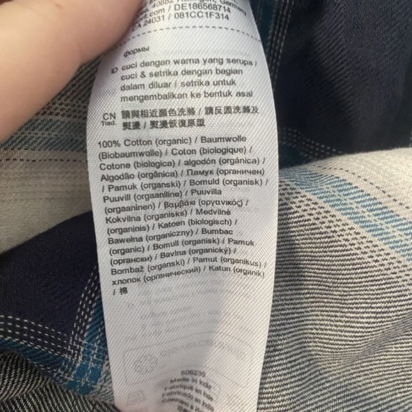 Long Sleeve V-Neck 100% Organic Cotton Top/Blouse Navy/White Size Large - Picture 4 of 12